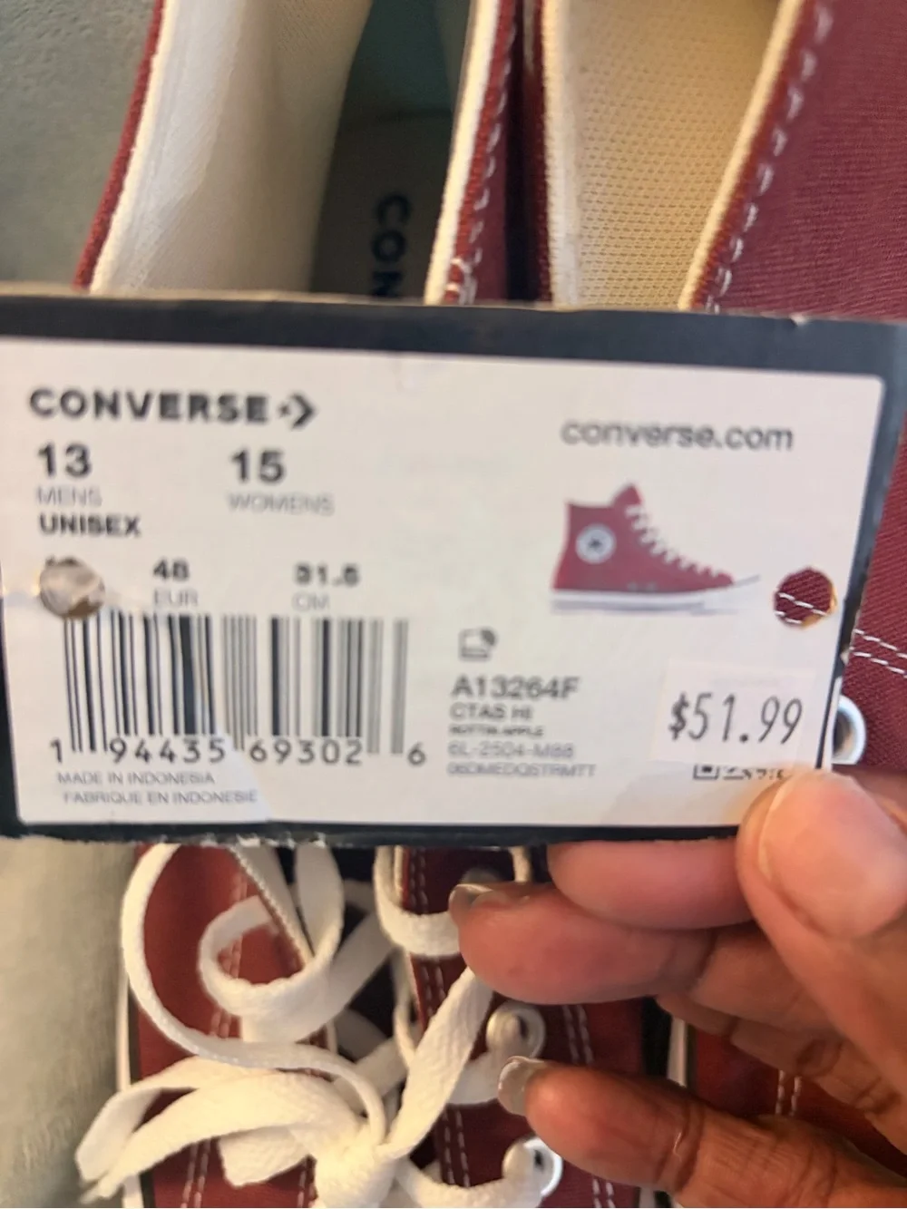 Converse High-Top Canvas Sneakers - Maroon & White
